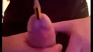 Teen sounding with pencil and clean