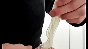 Play with used cumfilled condom from stranger