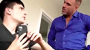 Stepdaddy bringing stepson to his knees, proceeds to properly end b disengage him - creepdad