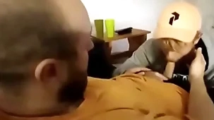 Hot sucked on love-seat