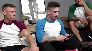 Hot careless jocks talk straight impoverish into threesome fuck