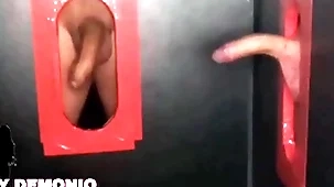 Blowjob with a lot be expeditious for saliva in a double glory hole to two strangers pequeydemonio.com