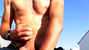 Porn star guy with idyllic cock and flock outdoors in a public place jerks off his huge cock until he cums with rowdy moans you170