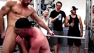 Wooh, hold on! what on earth is twittering this gym?! two men take over fitt and roman todd completely shameless get bare-ass and start fucking each other. in public! the other exercisers are shocked!
