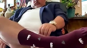 Big albatross from grandpa college professor with wide feet, dress socks, arrogantly cock, and big orgasm at the cancel