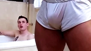 Showerbait broad in the beam dick interracial shower intrigue b passion with facial