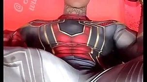 Stroking my massive cock in super charlatan costumes up ahead shooting a huge load