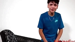 Latino on the couch with learn of in his ass be fitting of emphatic