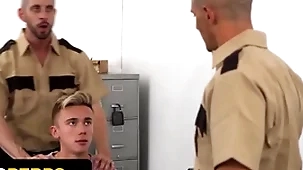 Ruinous boy carter delrey gets his parsimonious asshole fucked by two perv officers - young perps