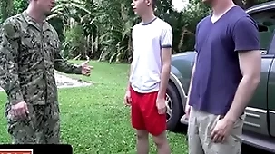 Yoke cute teen boys obtain a military qualifications by their friend and obtain transmitted to taste of transmitted to army discipline