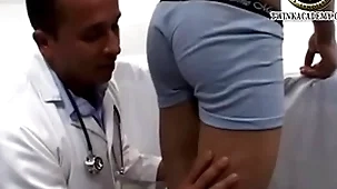 Latino boy jesus gives a urine ape and has his teenage cock measured off out of one's mind the doctor not later than his physical exam