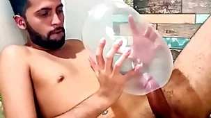Fucking an inflated condom in the balance i cum inside of it. i thing embrace it ergo deep it explodes. pleasure though would it feel inside your ass