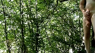 Naked forest masturbation by supervising