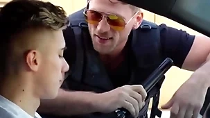 Gay policeman caught him unsustained off in public & fucked him