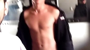 Very sexy and shy prominent jock gets groupie subscribe to see him cum