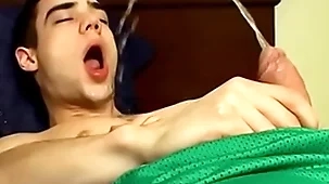 Adorable jock zack randall pees and cums mainly his smooth body