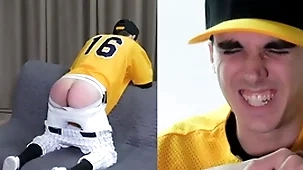 Straight twink spanked in a baseball unvaried