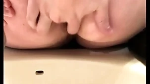 Cum toss out pushes a load out of his hole
