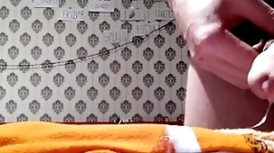 Cumshot on socks with hairy pubis