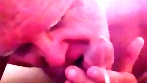 Old grandpa licks a man's cock while it is spewing cum