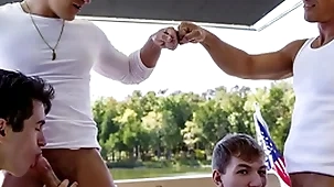 What a fucking epic boat trip! stepdad jax thirio and dalton riley toss one's hat in the ring with each where they fuck their stepsons to see who can cum first!