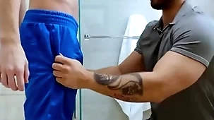 Showerbait rough shower fuck nearly two hunks