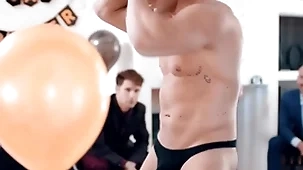 Straight groom-to-be gets a little surprise by his groomsmen! michael boston is fucked by male stripper lucca mazzi during his bachelor party!