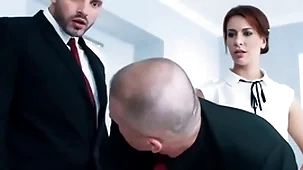 Bisexual office babe in arms sucks n gets fucked in bisexual 3some