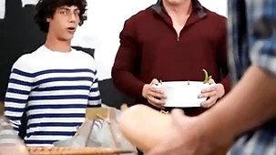 Thanksgiving dinner party has turned into a dick orgy round nate grimes his friends - men