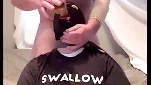 Faggot gagging on alpha's horseshit and throatpie