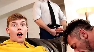 Twink jack bailey gets his mouth full of filthy pubic hairs from his stepdad lawson james hairy asshole while his mate pierce paris anal fucks him!