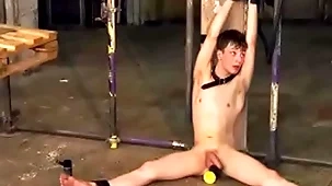 Dominant leo ocean makes bound gay alex faux anal ride dildo