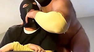 Straight devoted to alpha feeding his sissy faggot his big dick