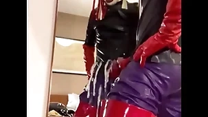 Cumshot close by total rubber