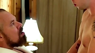 Gaycest - cute hairless wretch barebacked by hung sexy grampa-like dude