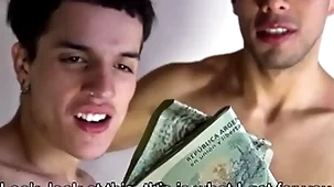 Latino twink and jock boyfriends get paid to have triplet with filmmaker pov
