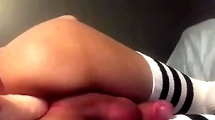 Sissy femboy slut plays with dildo