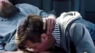 Familydick - nasty little twink sucks his old man's weasel words in the car outdoors