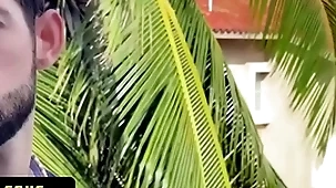 Slender cute boy sees this hot latin macho naked and gets invited to take his blarney deep in his depths